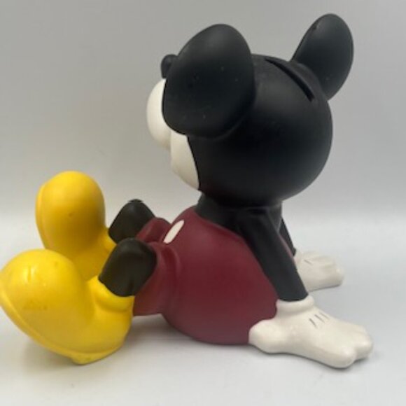 Disney Mickey Mouse Piggy Bank Reclining Ceramic With Stopper - Picture 4 of 8